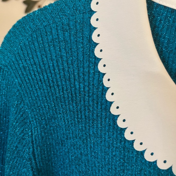 ELLE - Layered Tunic Metallic Sweater - Picture 5 of 9